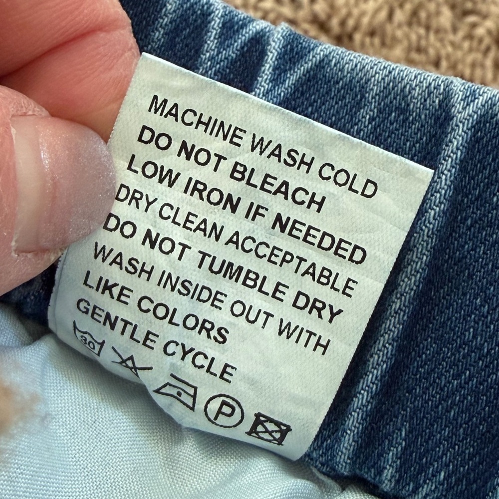Large (fits 12 /14) pull on elastic waist wide leg cropped jeans medium wash - Picture 9 of 17